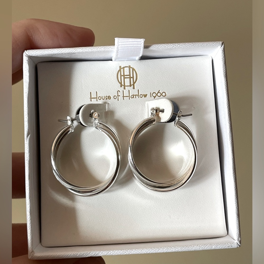 NWOT House of Harlow 1960 Silver Hoop Pierced Earrings